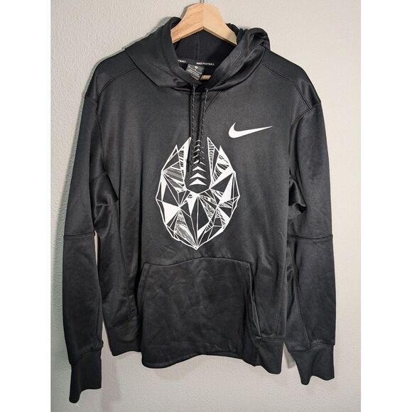 Vintage Nike Football‎ Logo HoodiePull Over Mens Medium Black Hoodie - Picture 1 of 4